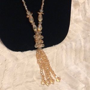 NWT Handmade Citrine color Shiny Beaded Necklace